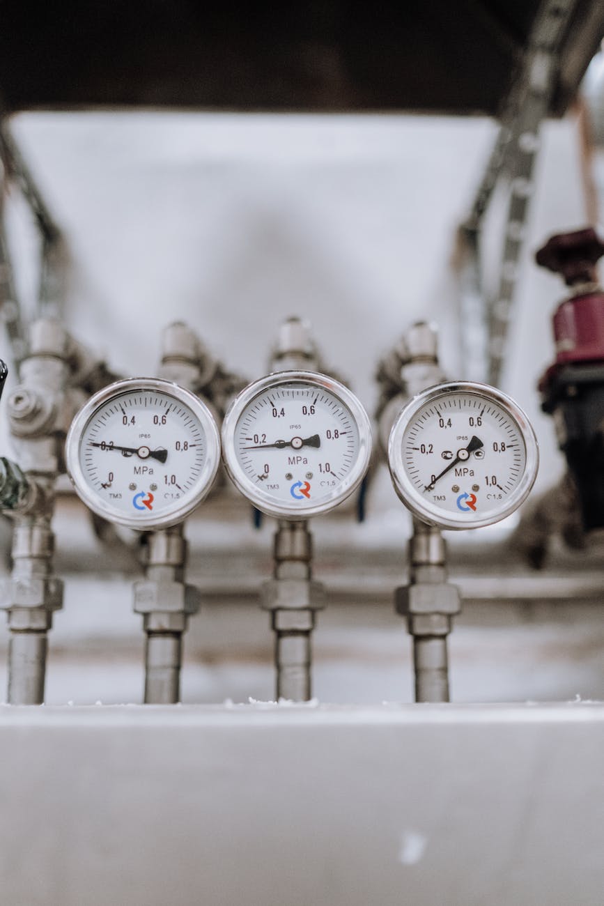 analog pressure gauges in close up shot
